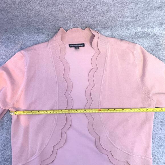 Cable and Guage Blush Pink Scalloped Bolero Sheug Cardigan, Women’s Size Medium - Picture 8 of 12